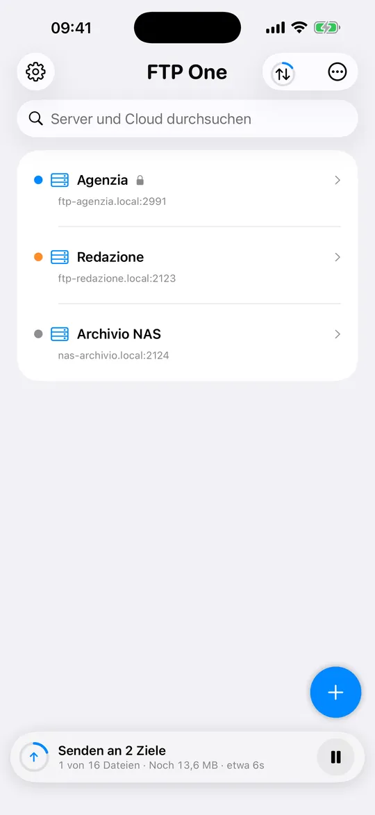 Bildschirm der App FTP One